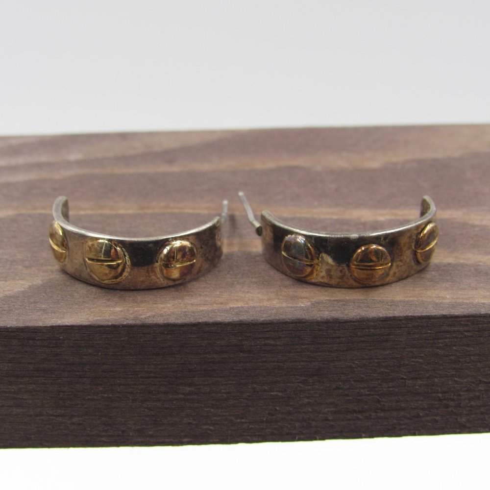 Sterling Silver Rustic Odd Dangle Earrings Vintage - image 2